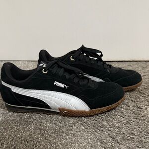 Puma Black and White Suede Sneakers